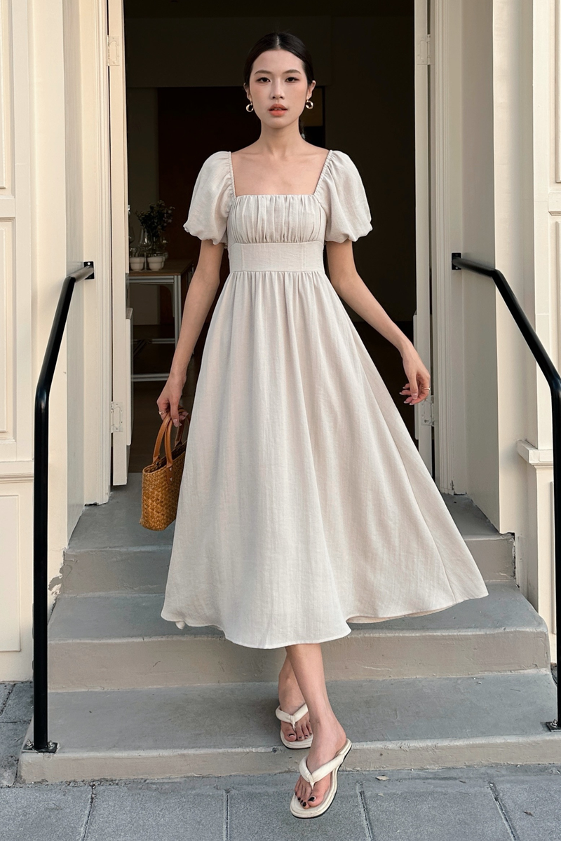 Annelise Princess Core Midaxi Dress Linen Hollyhoque Annelise Princess Core Midaxi Dress Linen Hollyhoque