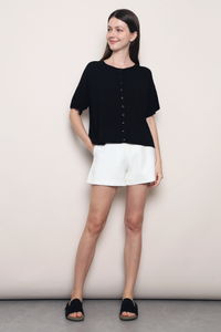 Ash Lane Button Down Knit Blouse Black