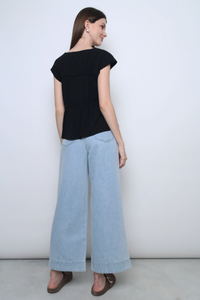 Aspen Silky Pleat Blouse Black (Restock)