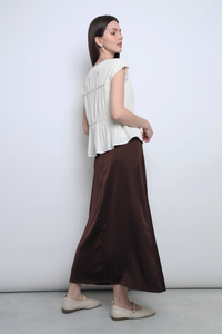 Aspen Silky Pleat Blouse Eggshell (Restock)