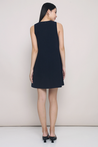 Aurelia Bow Shift Dress Navy