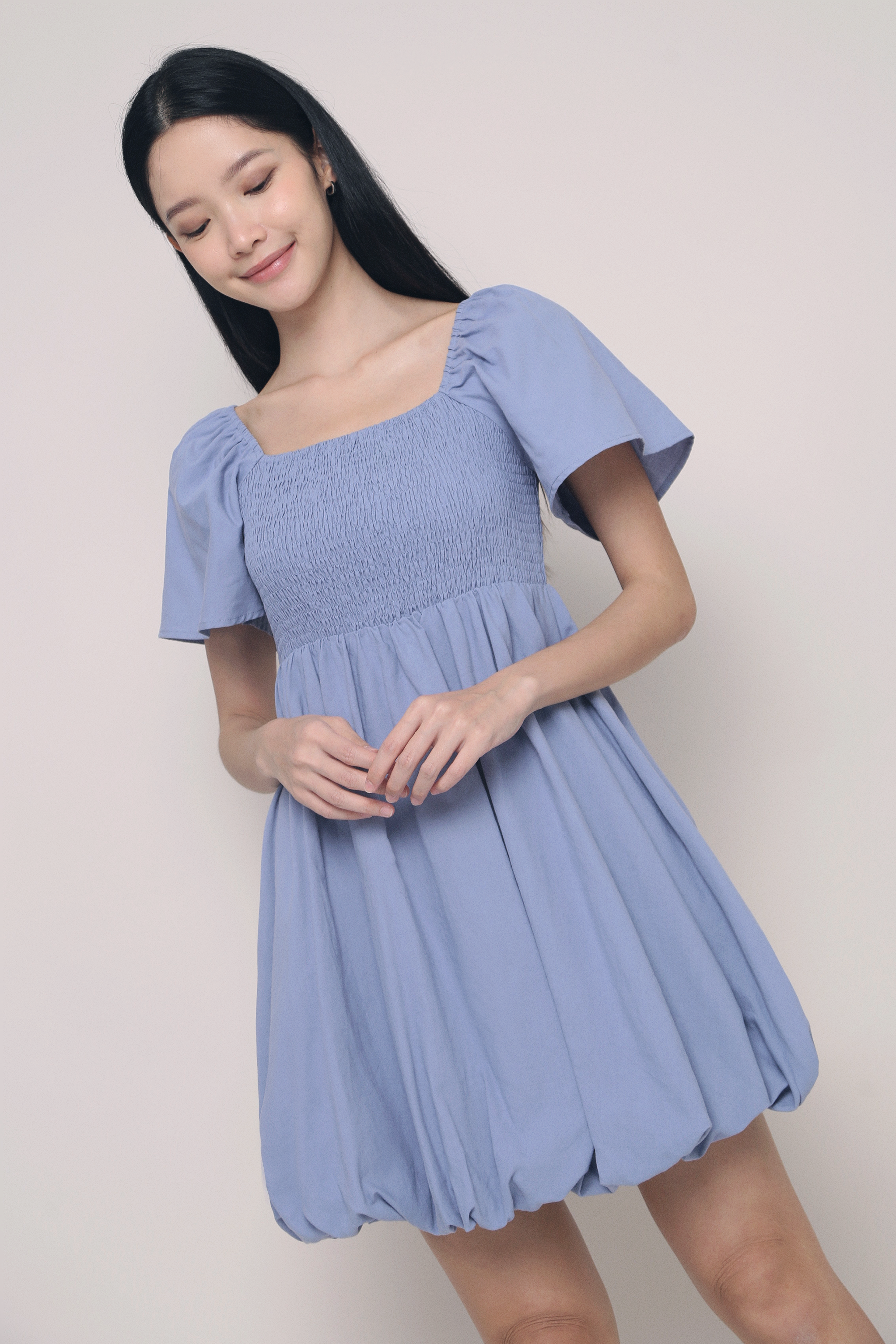 Avelie Smocked Bubble Dress Navy Hollyhoque Avelie Smocked Bubble Dress Navy Hollyhoque