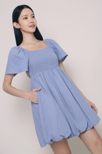 Avelie Smocked Bubble Dress Navy