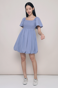 Avelie Smocked Bubble Dress Navy