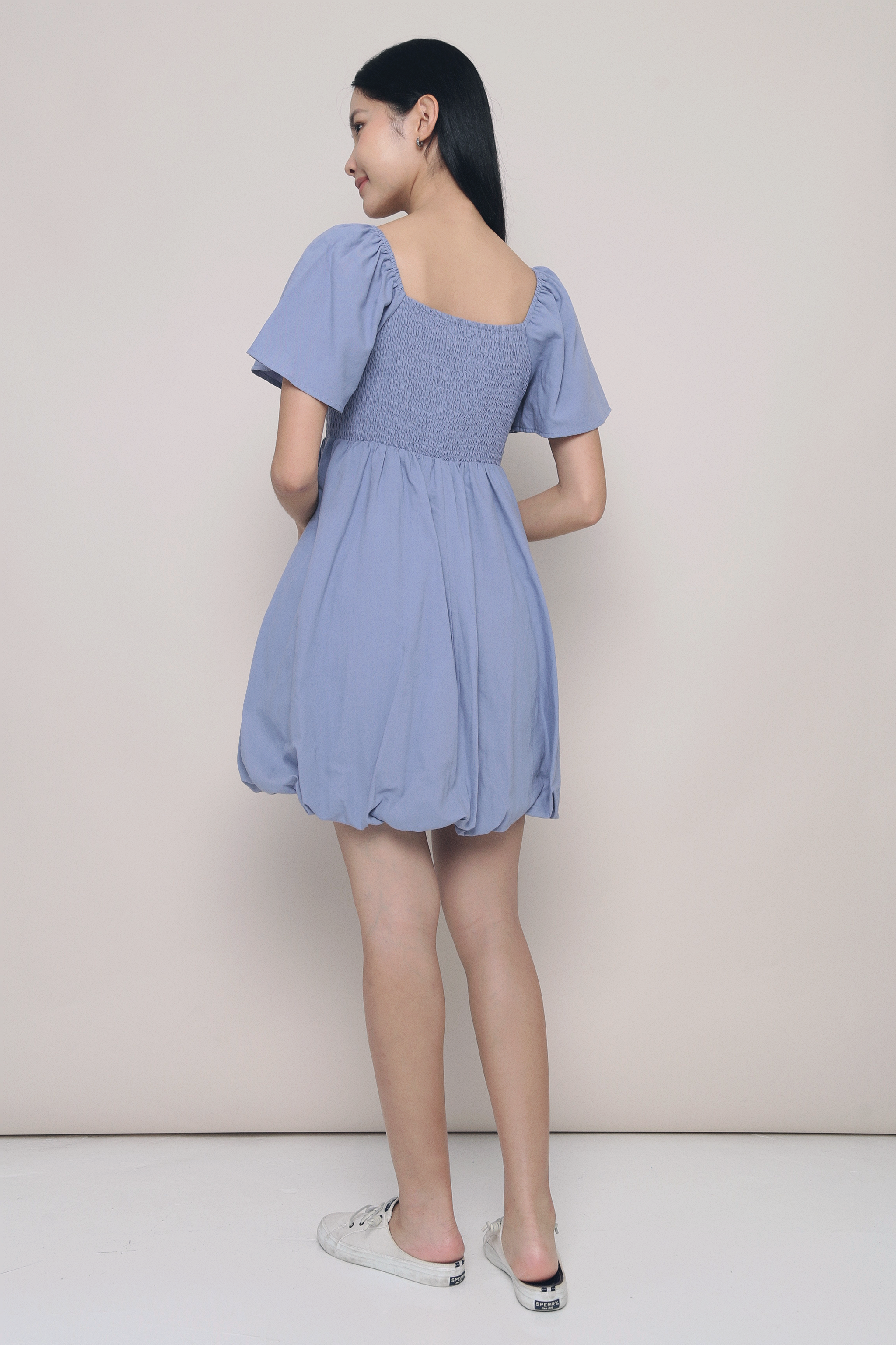 Avelie Smocked Bubble Dress Navy Hollyhoque Avelie Smocked Bubble Dress Navy Hollyhoque