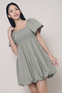 Avelie Smocked Bubble Dress Sage