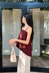 Aveline Strappy Drop Back Top Burgundy