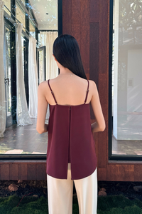Aveline Strappy Drop Back Top Burgundy