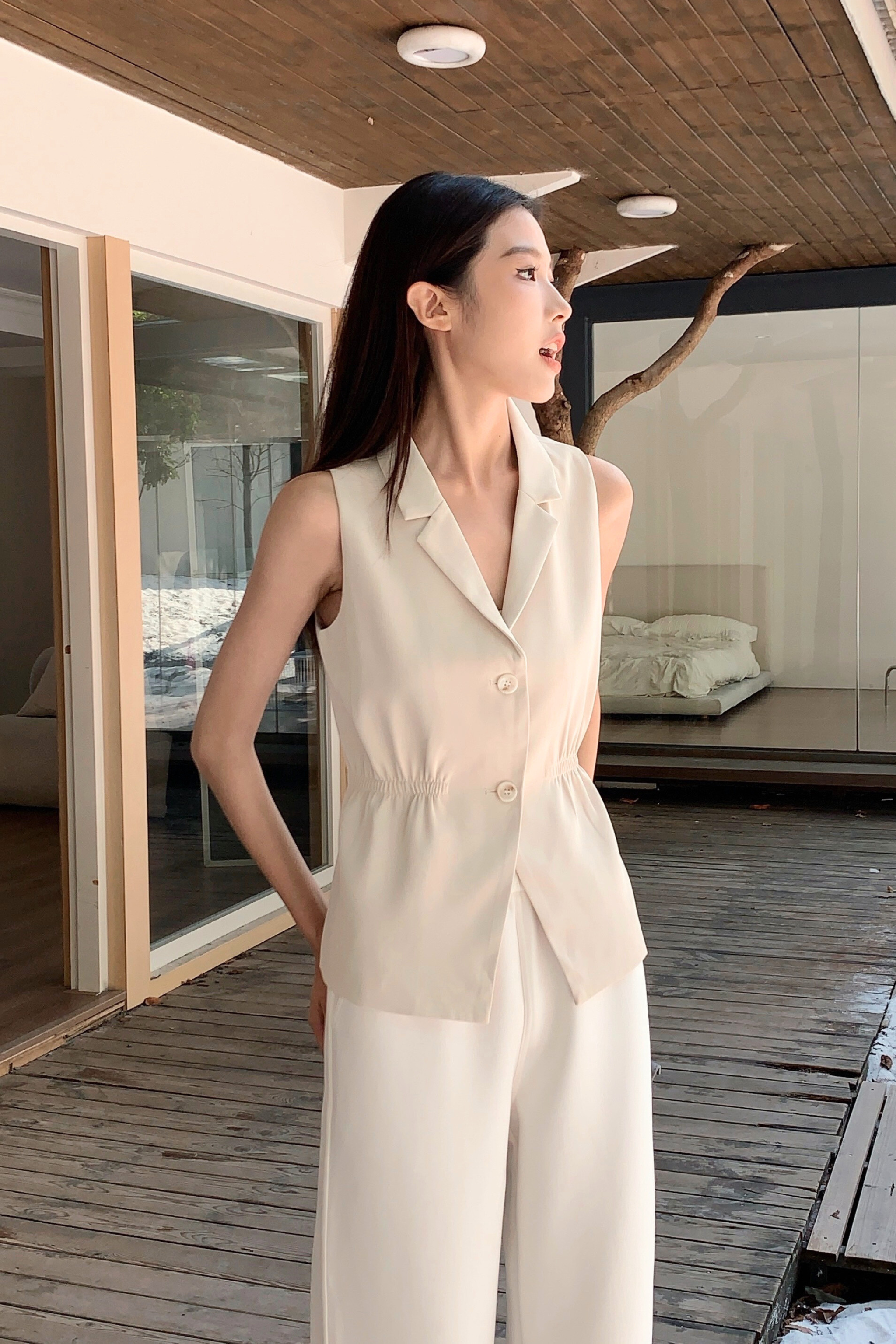 Axis Waistline Vest Top Ivory