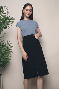 Bam Bam Cropped Knit Top Blue