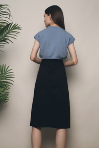 Dexter Slit Denim Skirt Black