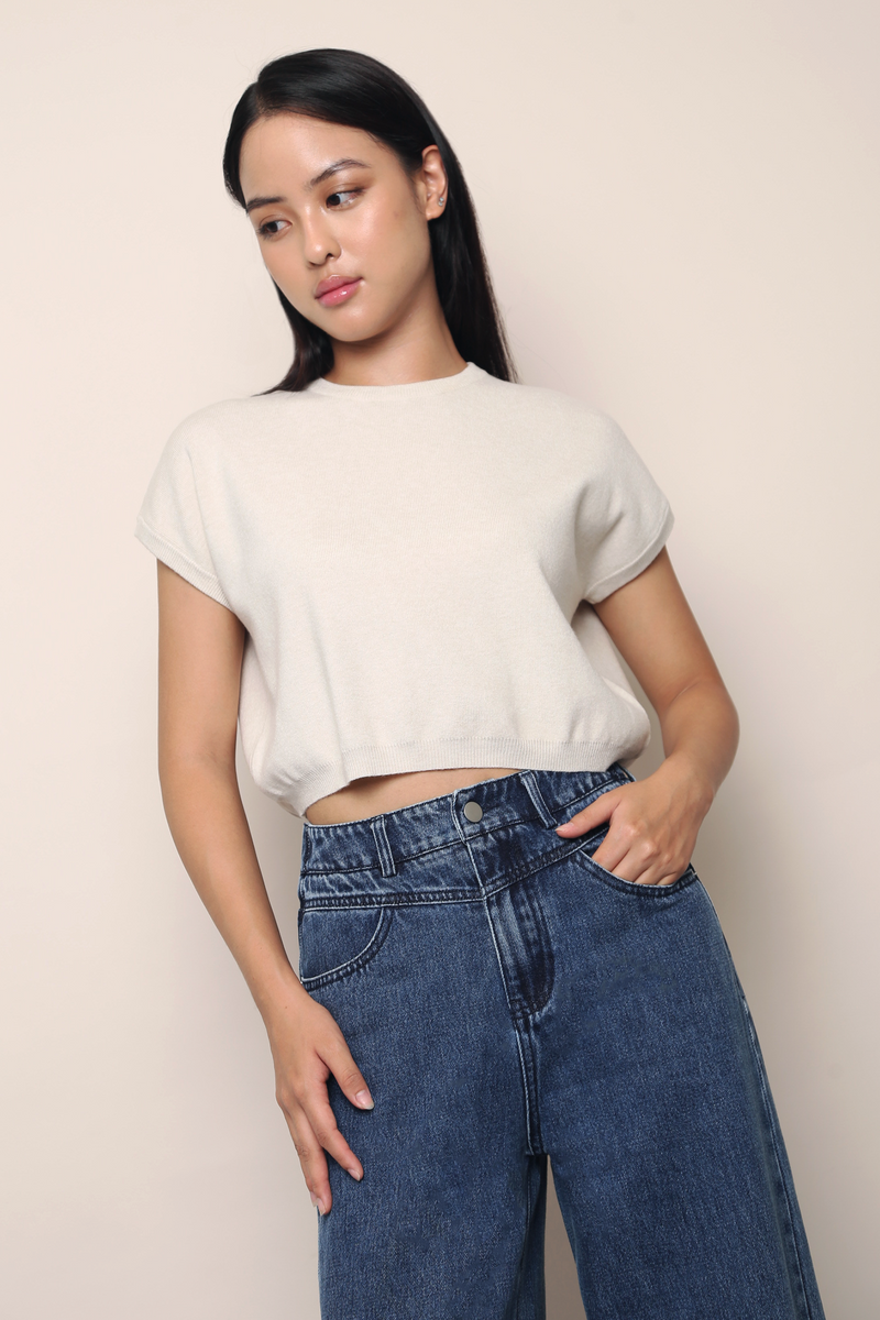 Bam Bam Cropped Knit Cream