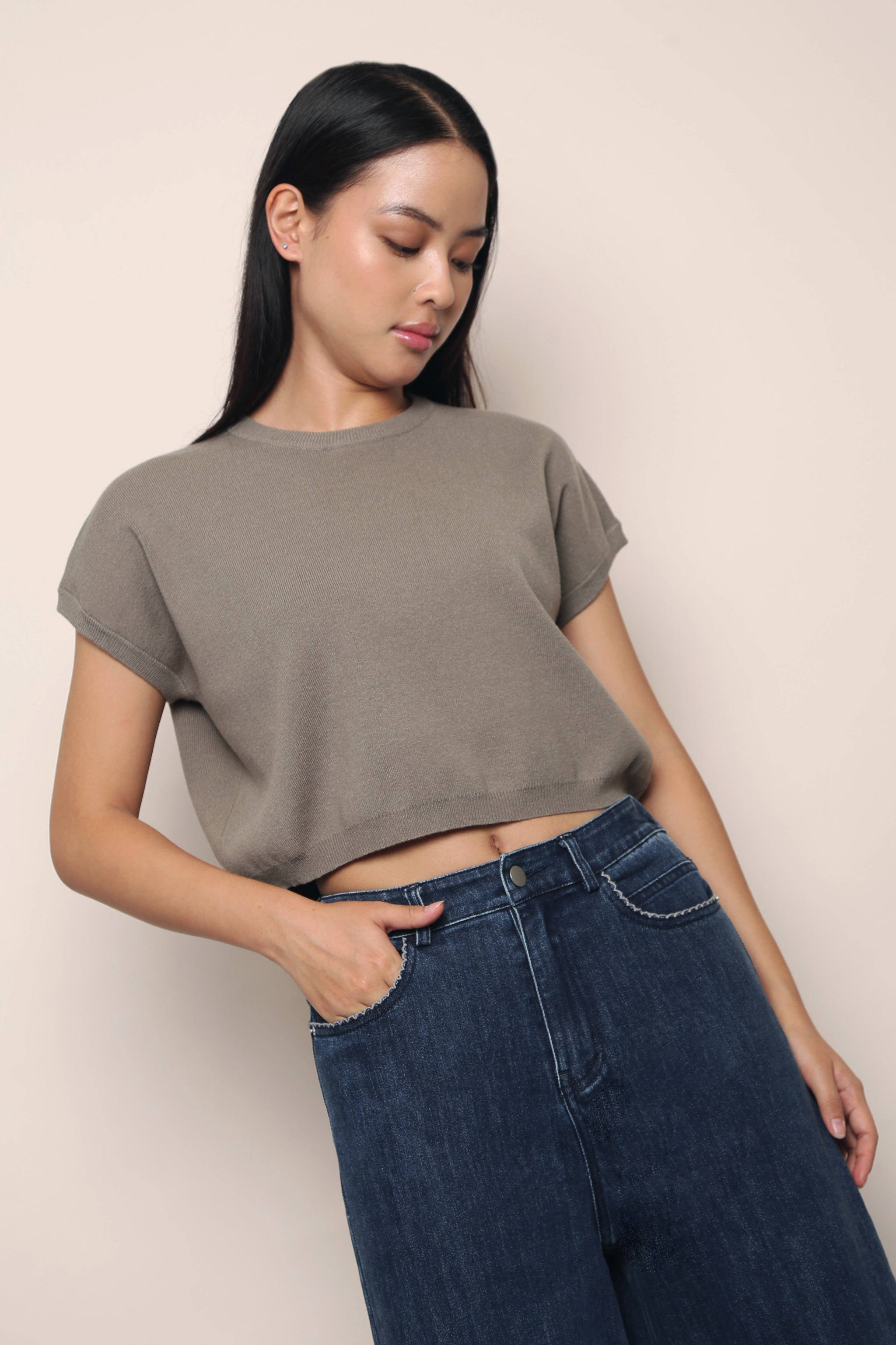 Bam Bam Cropped Knit Olive (Backorder)