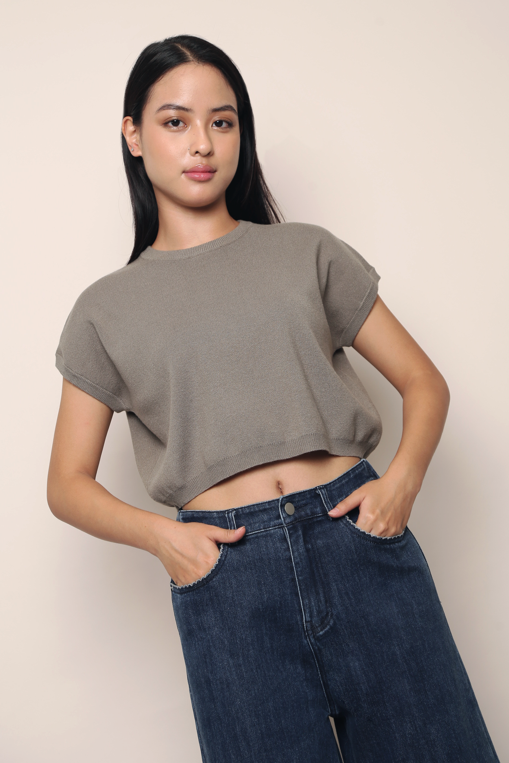 Bam Bam Cropped Knit Olive (Backorder)
