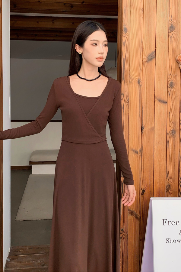 Bellina Wrap Cardigan Top Brown