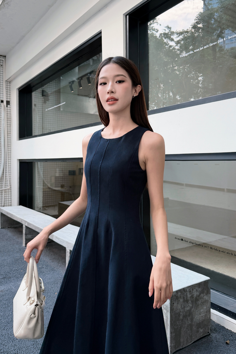 Belmore Panel Midaxi Dress Navy