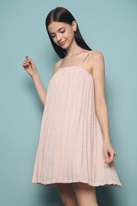 Beryl Floral Pleat Dress Pink
