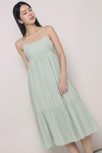 Bethlyn Strappy Tier Midi Dress Sage