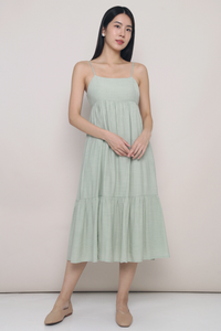 Bethlyn Strappy Tier Midi Dress Sage