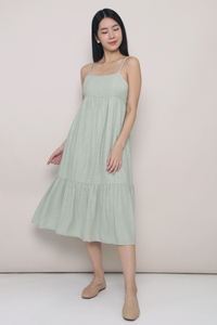 Bethlyn Strappy Tier Midi Dress Sage