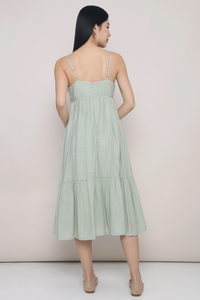 Bethlyn Strappy Tier Midi Dress Sage