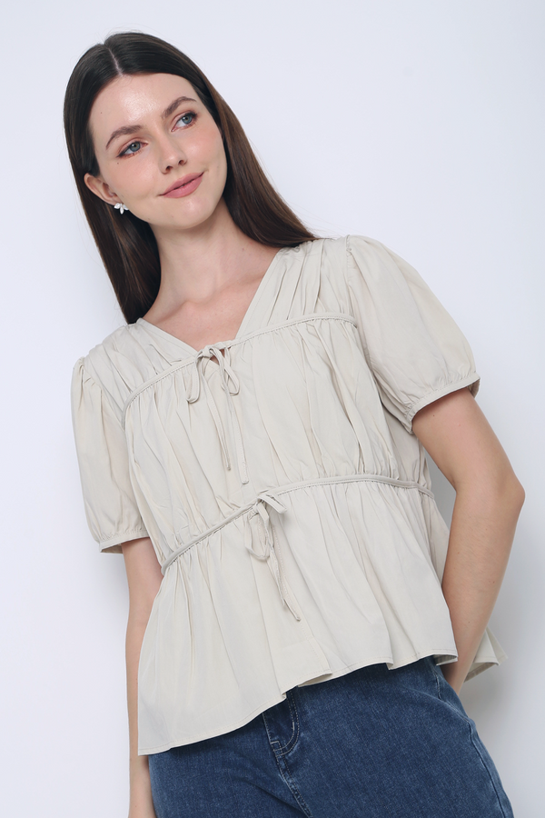 Fab Pleat Blouse Oat