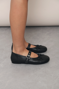 Bibi Buckle Mary Jane Flats Black