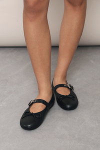 Bibi Buckle Mary Jane Flats Black