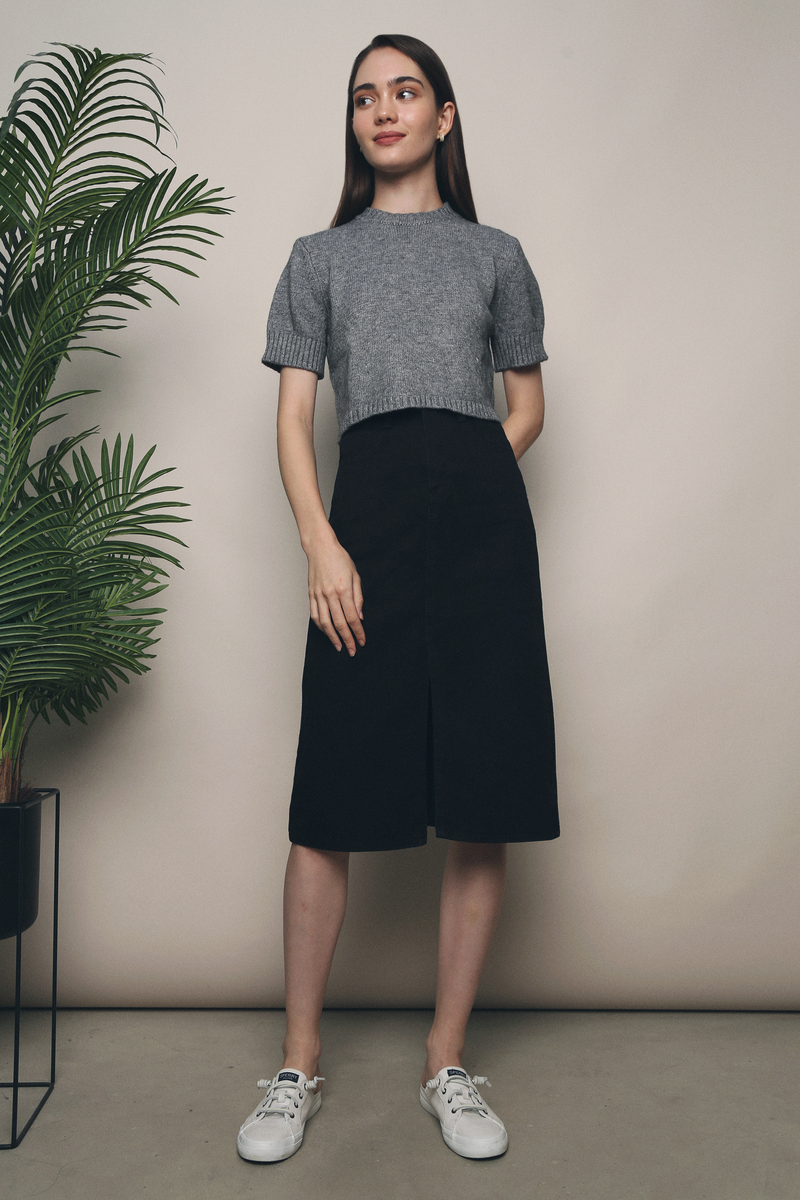 Bijou Cropped Knit Top Grey