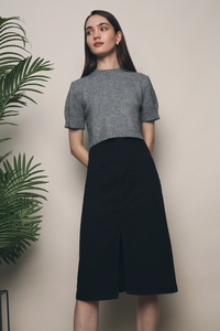 Bijou Cropped Knit Top Grey