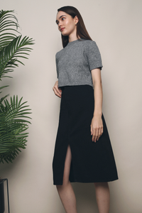 Bijou Cropped Knit Top Grey