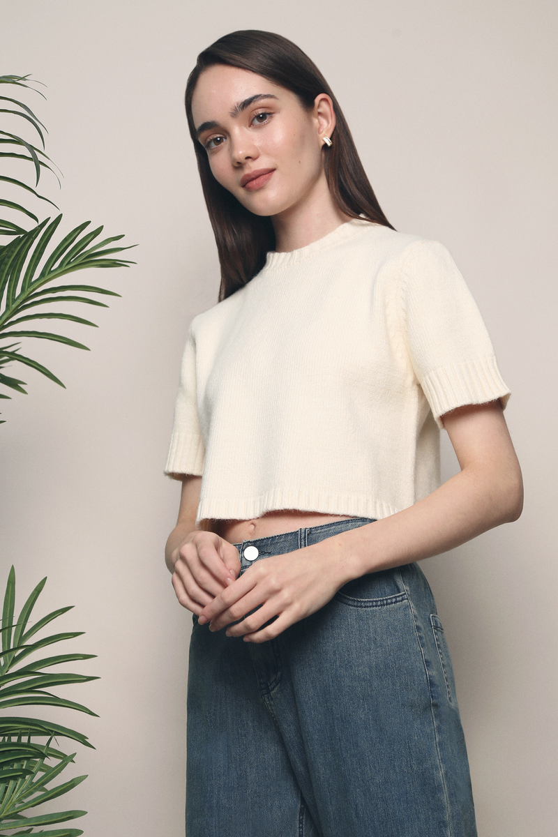 Bijou Cropped Knit Top Malt