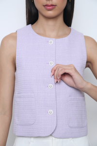 Bijou Tweed Sleeveless Vest Top Periwinkle (Backorder)