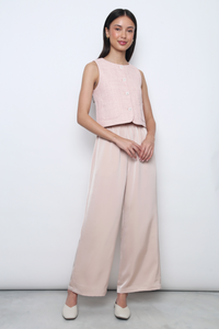 Bijou Tweed Sleeveless Vest Top Blush Pink (Backorder)