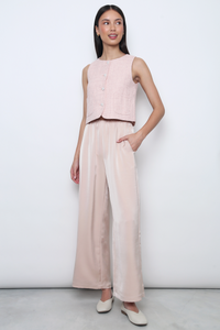 Bijou Tweed Sleeveless Vest Top Blush Pink (Backorder)