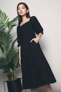 Dani Swiss Dot Midi Dress Black