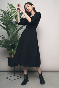 Dani Swiss Dot Midi Dress Black
