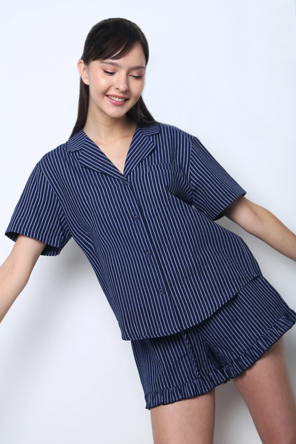 Bon Bon Stripe Pajamas Set Navy