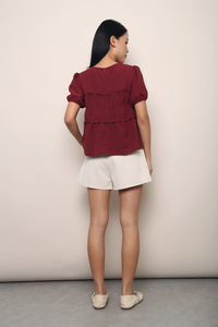 Breeze Ruche Babydoll Top Wine
