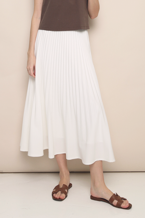 Brighton Pleated Fishtail Skirt White