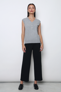 Brooks Button Down Sleeveless Vest Top Grey