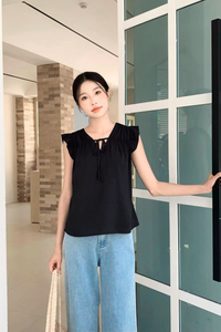 Butterfly Ruffles Blouse Black