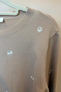 Camille Embroidered Knit Cardigan Cream