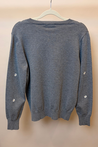 Camille Embroidered Knit Cardigan Grey