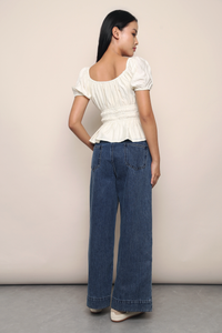 Cassis Shirred Waist Blouse Cream