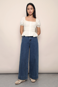 Cassis Shirred Waist Blouse Cream