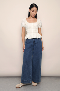 Cassis Shirred Waist Blouse Cream