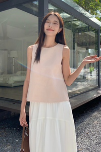 Celin Pleated Sleeveless Blouse Light Pink