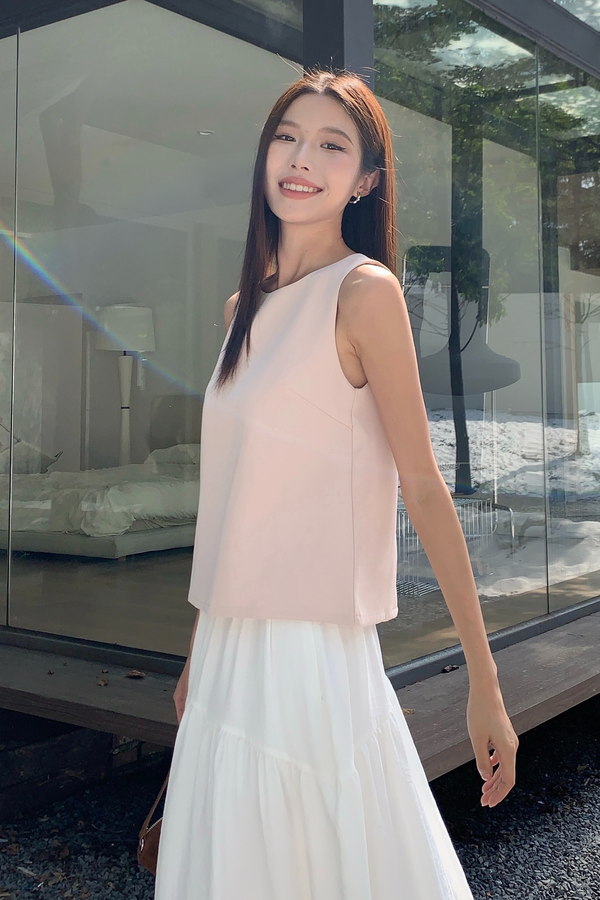 Celin Pleated Sleeveless Blouse Light Pink