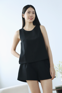 Celin Pleated Sleeveless Blouse Black